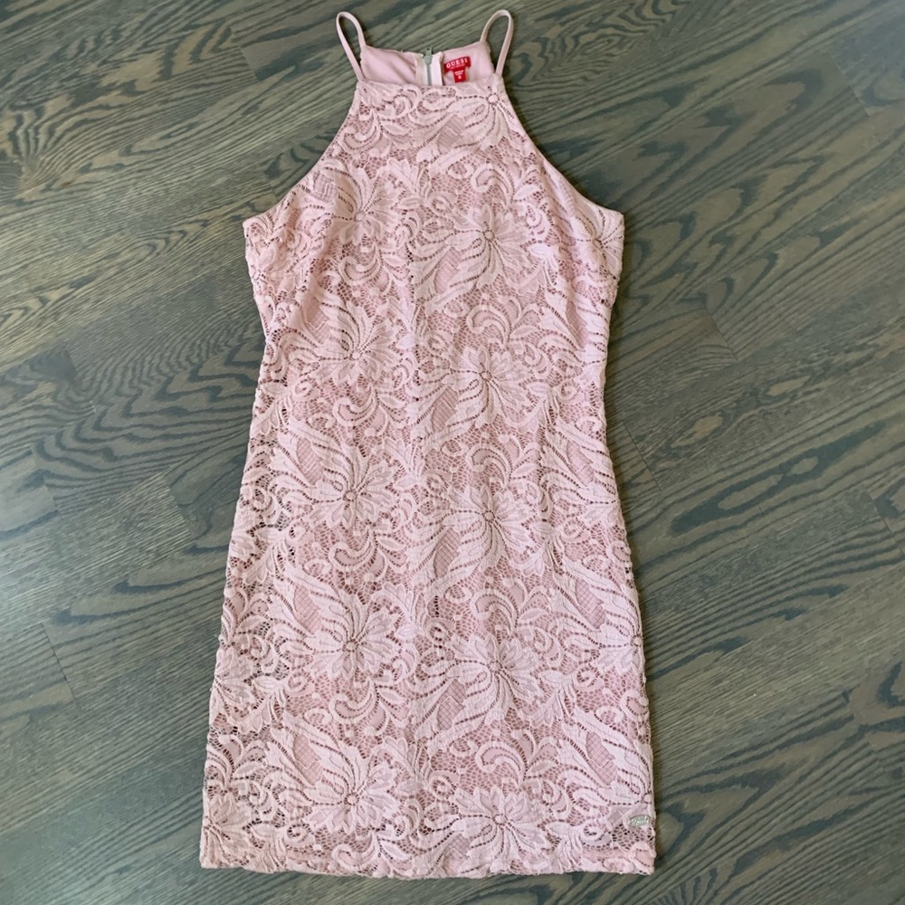 GUESS pink lace dress